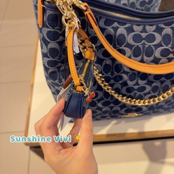 NWT Limited Coach CZ085 Mini Nolita Bag Charm In Signature Denim - Picture 2 of 9